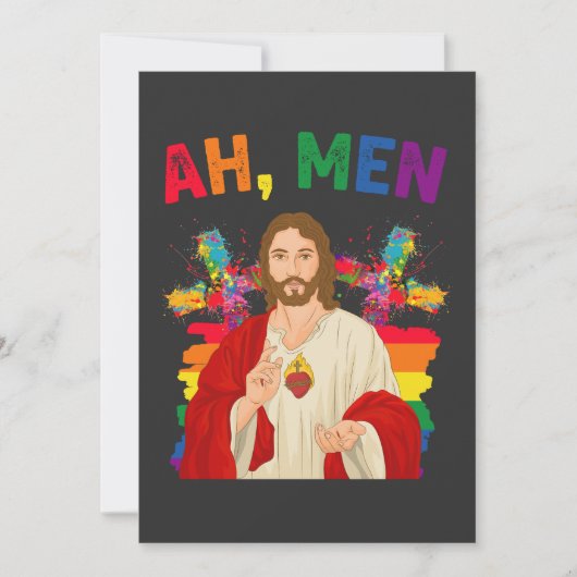 Ah Mannen Funny LGBT Gay Pride Jesus Christelijk Kaart (Voorkant)