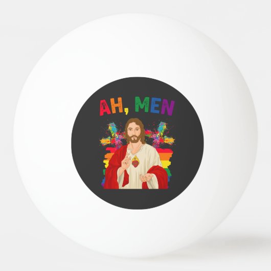 Ah Mannen Funny LGBT Gay Pride Jesus Christelijk Pingpongbal (Voorkant)