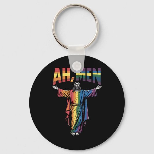 Ah Mannen Funny LGBT Gay Pride Jesus Christelijk Sleutelhanger (Voorkant)