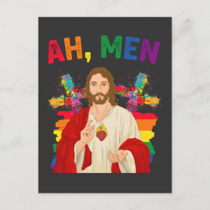 Ah Mannen Funny LGBT Gay Pride Jesus Christelijk Uitnodiging Briefkaart