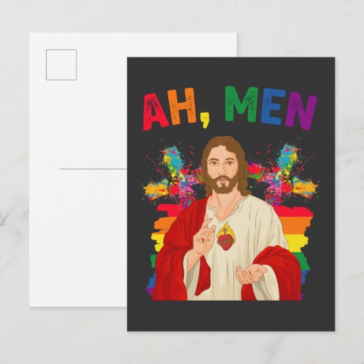 Ah Mannen Funny LGBT Gay Pride Jesus Christelijk Uitnodiging Briefkaart (Voorkant / Achterkant)