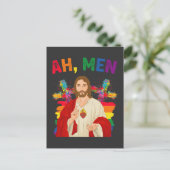 Ah Mannen Funny LGBT Gay Pride Jesus Christelijk Uitnodiging Briefkaart (Staand voorkant)