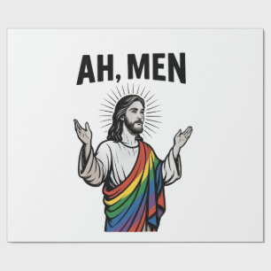 Ah Mannen Funny LGBT Gay Pride Jesus Rainbow Cadeaupapier