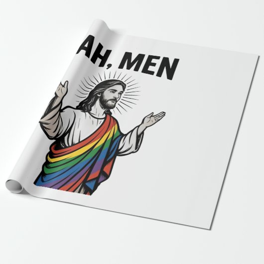 Ah Mannen Funny LGBT Gay Pride Jesus Rainbow Cadeaupapier (Uitgerold)