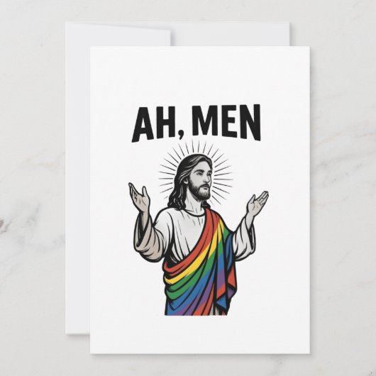 Ah Mannen Funny LGBT Gay Pride Jesus Rainbow Feestdagenkaart (Voorkant)