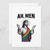 Ah Mannen Funny LGBT Gay Pride Jesus Rainbow Feestdagenkaart (Voorkant / Achterkant)