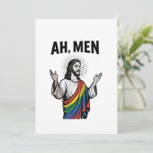 Ah Mannen Funny LGBT Gay Pride Jesus Rainbow Feestdagenkaart (Staand voorkant)