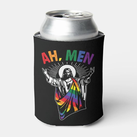 Ah Mannen Funny LGBT Gay Pride Jesus Rainbow Flag  Blikjeskoeler (Blikje Voorkant)