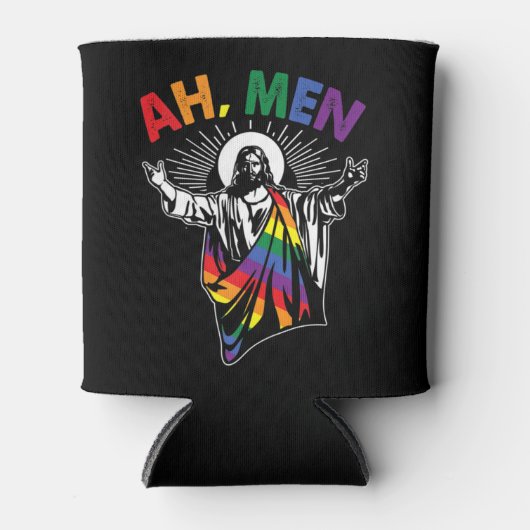 Ah Mannen Funny LGBT Gay Pride Jesus Rainbow Flag  Blikjeskoeler (Voorkant)