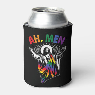 Ah Mannen Funny LGBT Gay Pride Jesus Rainbow Flag Blikjeskoeler