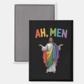 Ah Mannen Funny LGBT Gay Pride Jesus Rainbow Flag Magneet (Voorkant / Achterkant)