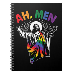 Ah Mannen Funny LGBT Gay Pride Jesus Rainbow Flag Notitieboek