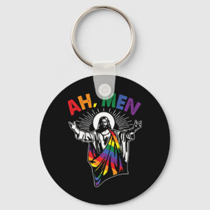 Ah Mannen Funny LGBT Gay Pride Jesus Rainbow Flag Sleutelhanger