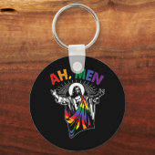Ah Mannen Funny LGBT Gay Pride Jesus Rainbow Flag Sleutelhanger (Voorkant)