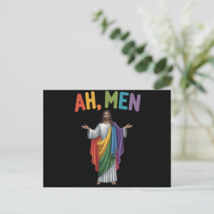 Ah Mannen Funny LGBT Gay Pride Jezus Regenboog Vla Briefkaart