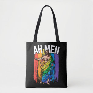 Ah Mannen Gay Jesus Shirt Funny LGBTQ Shirten Gift Tote Bag