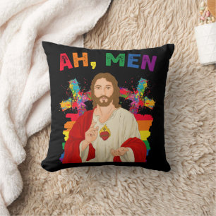 Ah Mannen Grappig LGBT Gay Pride Jezus Christelijk Kussen