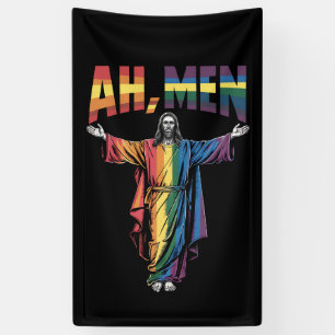 Ah Mannen Grappig LGBT Gay Pride Jezus Christelijk Spandoek