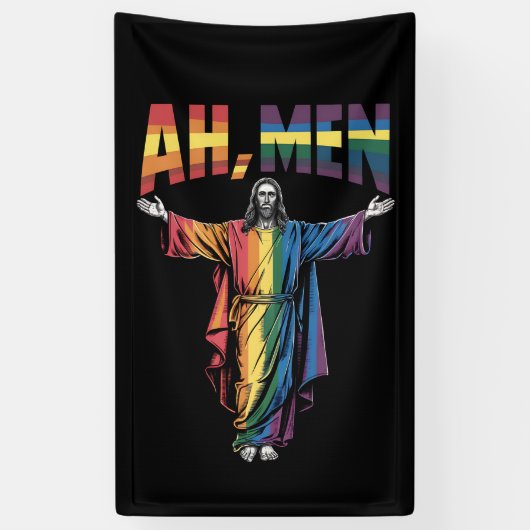 Ah Mannen Grappig LGBT Gay Pride Jezus Christelijk Spandoek (Verticaal)