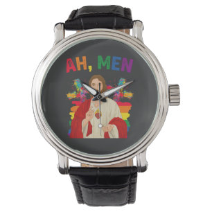 Ah mannen grappig LGBT Gay Pride Jezus christen Horloge