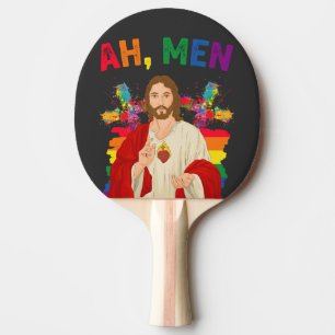 Ah mannen grappig LGBT Gay Pride Jezus christen Tafeltennisbatje