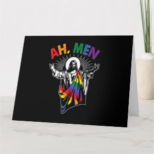 Ah Mannen Grappig LGBT Gay Pride Jezus Regenboogvl Kaart
