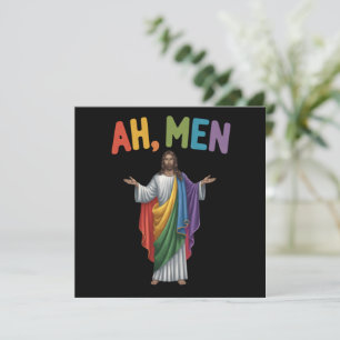 Ah Mannen Grappige LGBT Gay Pride Jezus Regenboog Kaart