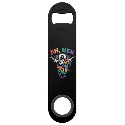 Ah mannen grappige LGBT Gay Pride Speed Flessenopener (Voorkant)
