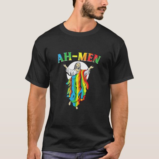 Ah Mannen Jesus LGBT Gay Pride Jesus Rainbow Flag T-shirt (Voorkant)