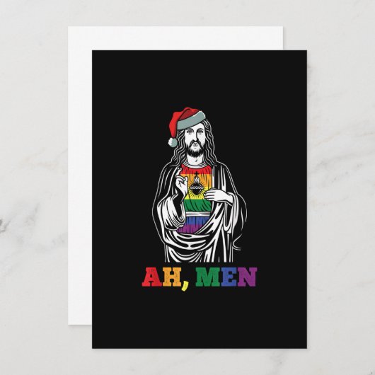 Ah Mannen Kerstmis Funny LGBT-Q Pride XMas Jesus G Kaart (Voorkant / Achterkant)