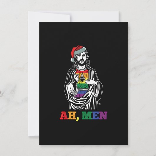 Ah Mannen Kerstmis Funny LGBT-Q Pride XMas Jesus G Kaart (Voorkant)