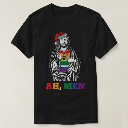 Ah Mannen Kerstmis Funny LGBTQ Pride XMas Jesus Ga T-shirt (Design voorkant)
