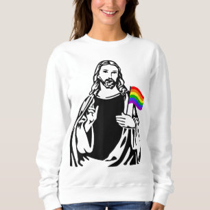 Ah Mannen LGBT Gay Lesbian Pride Jesus Rainbow Fla Trui