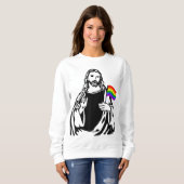 Ah Mannen LGBT Gay Lesbian Pride Jesus Rainbow Fla Trui (Voorkant volledig)