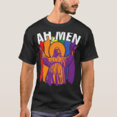 Ah Mannen Lgbt Gay Pride Jesus Rainbow Flag Christ T-shirt (Voorkant)