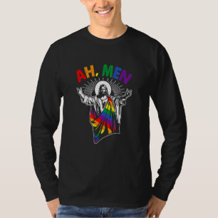 Ah Mannen Lgbt Gay Pride Jesus Rainbow Flag Christ T-shirt