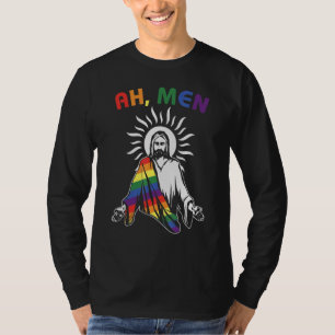 Ah Mannen Lgbt Gay Pride Jesus Rainbow Flag Christ T-shirt