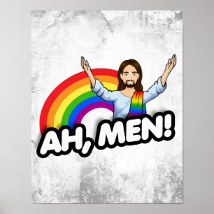 Ah Mannen - Regenboog Jezus Poster