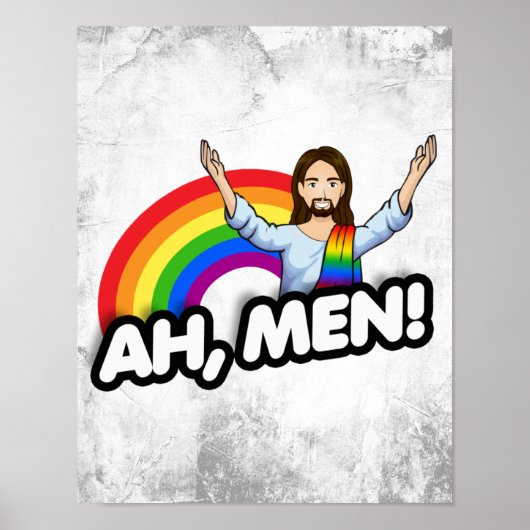 Ah Mannen - Regenboog Jezus Poster (Voorkant)