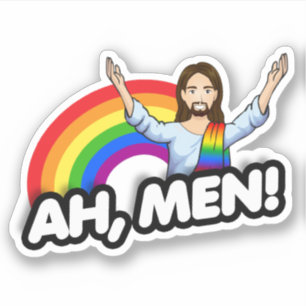 Ah Mannen - Regenboog Jezus Sticker