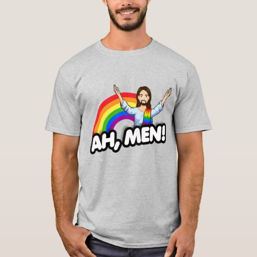 Ah mannen - Regenboog Jezus T-shirt (Voorkant)