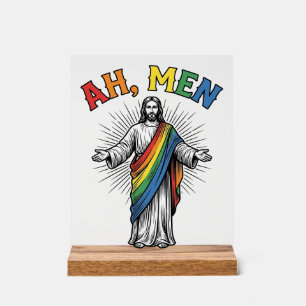 Ah Mannen Regenboog Religieus Vintage Acryl Bord