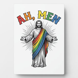 Ah Mannen Regenboog Religieus Vintage Fotoplaat