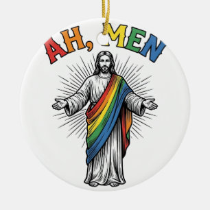 Ah Mannen Regenboog Religieus Vintage Keramisch Ornament