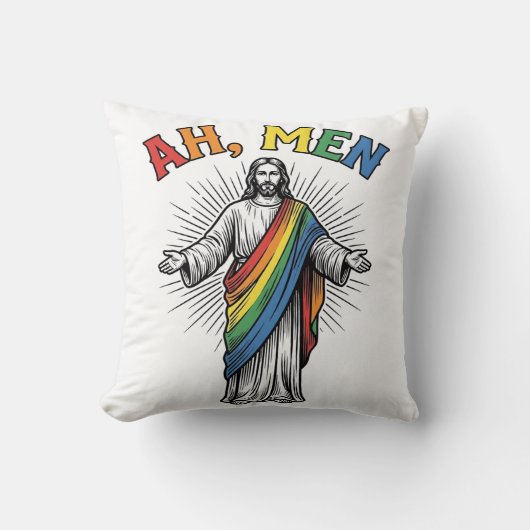 Ah Mannen Regenboog Religieus Vintage Kussen (Voorkant)