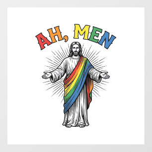 Ah Mannen Regenboog Religieus Vintage Raamsticker