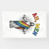 Ah Mannen Regenboog Religieus Vintage Spandoek (Horizontaal)