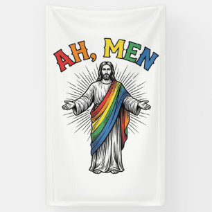 Ah Mannen Regenboog Religieus Vintage Spandoek