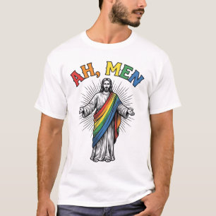 Ah Mannen Regenboog Religieus Vintage T-shirt
