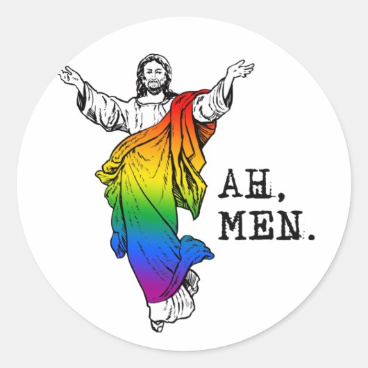 Ah Mannen T-shirt Ronde Sticker (Voorkant)